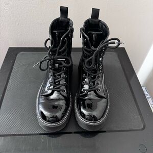 Black Patent Combat Boots